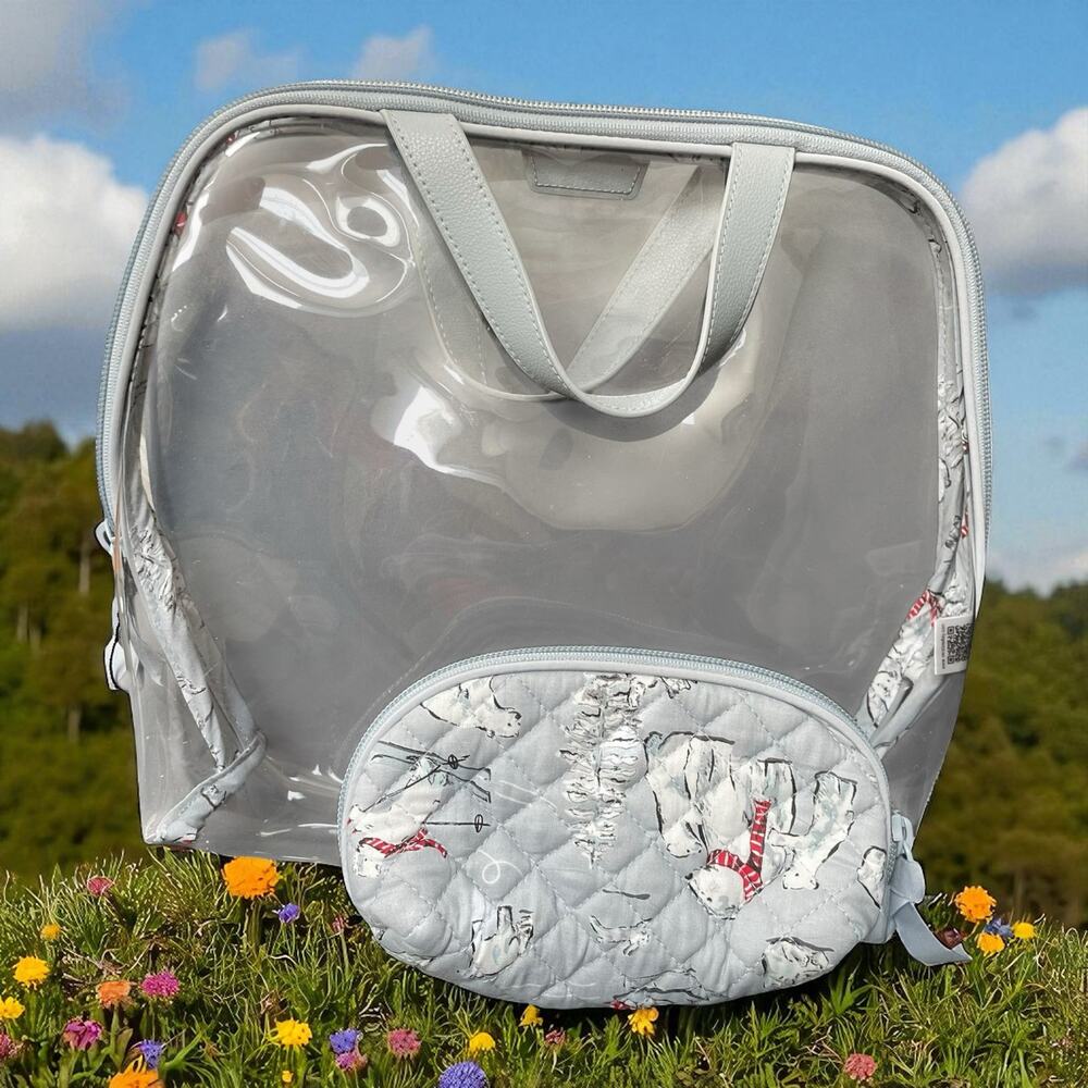 Vera Bradley Beary Merry Polar Bears 2 Pc Cosmetic Makeup Bag Travel Set Clear